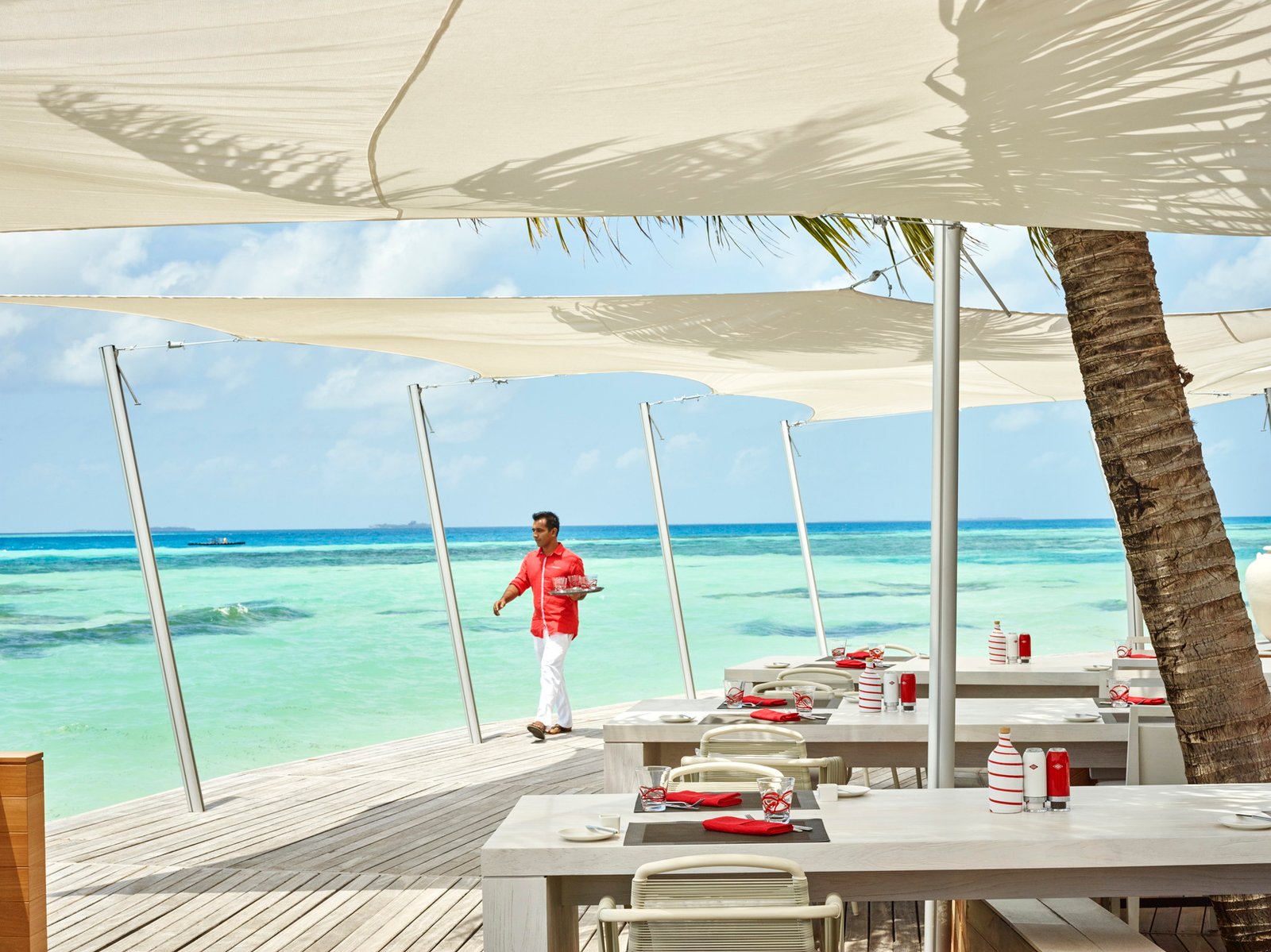 Beach Rouge restaurant terrace, LUX* South Ari Atoll