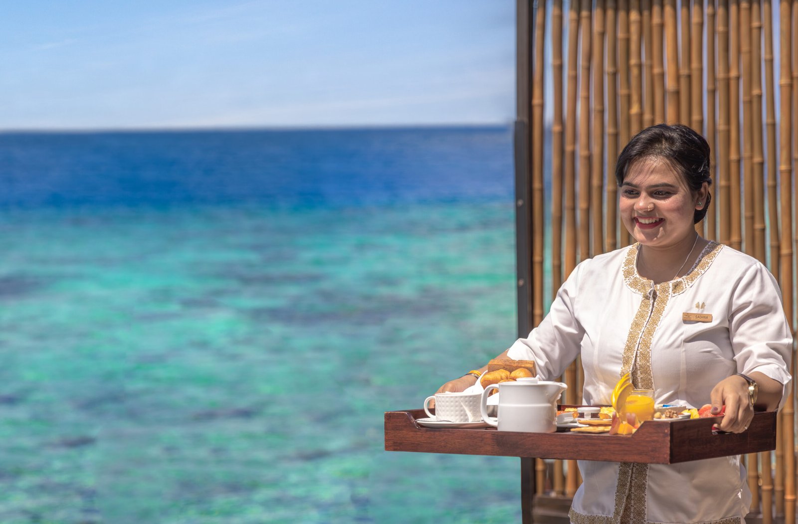 In-villa breakfast service over the lagoon, Adaaran Prestige Vadoo, Maldives
