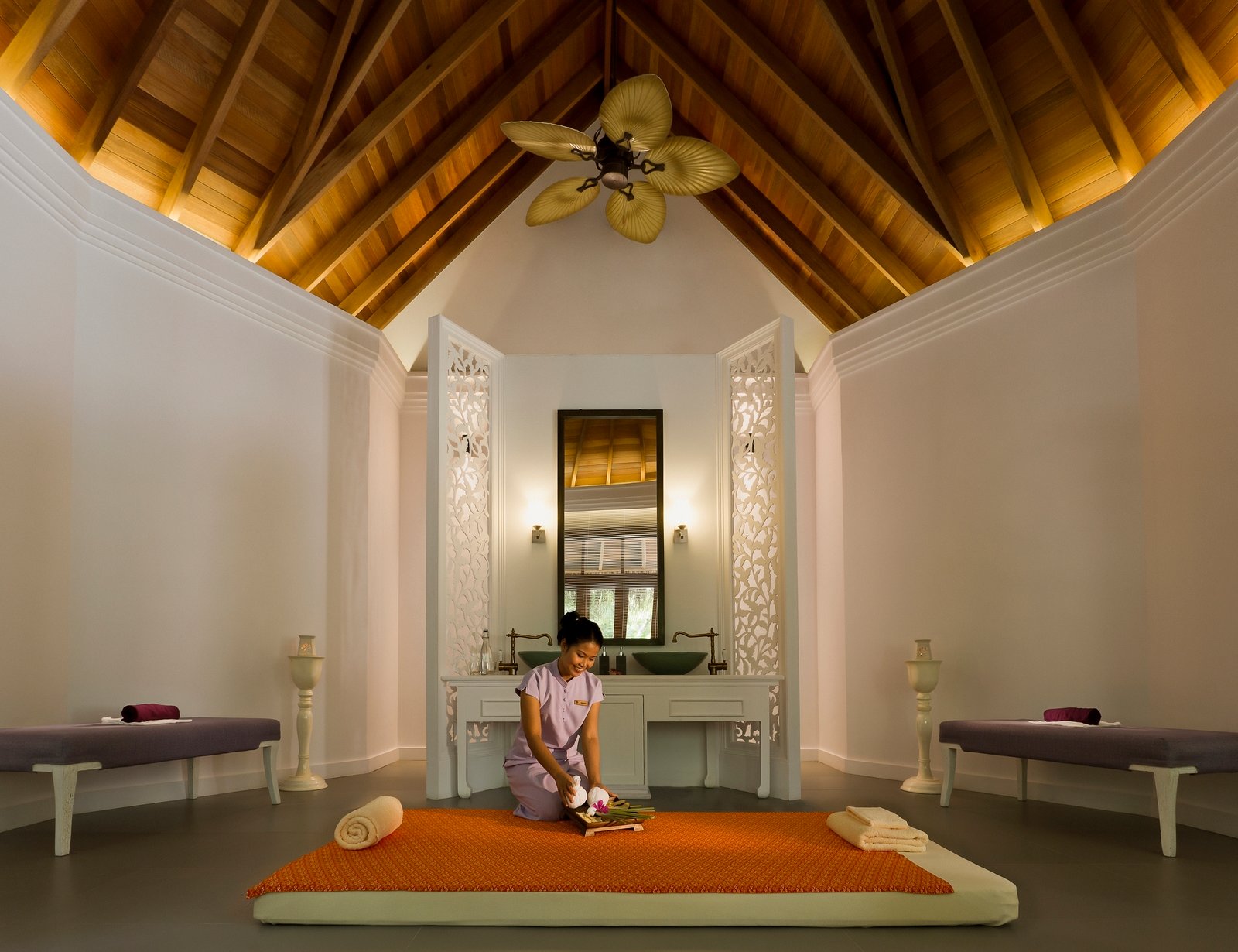 Treatment room at Devarana Wellness, Dusit Thani Maldives
