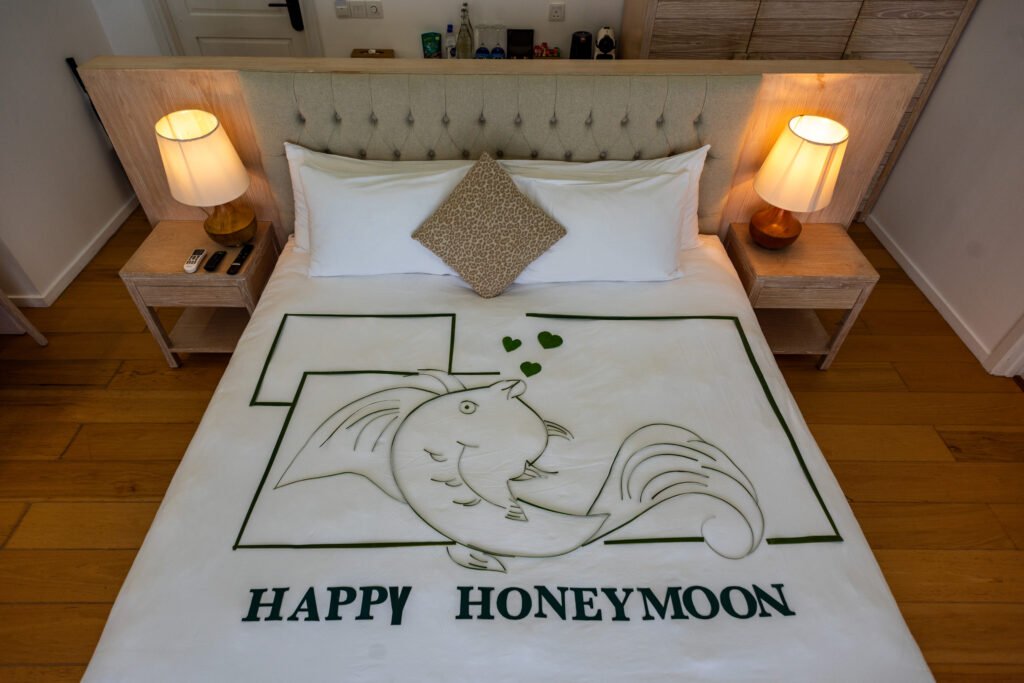 Honeymoon bed decoration at Dhigufaru Island Resort