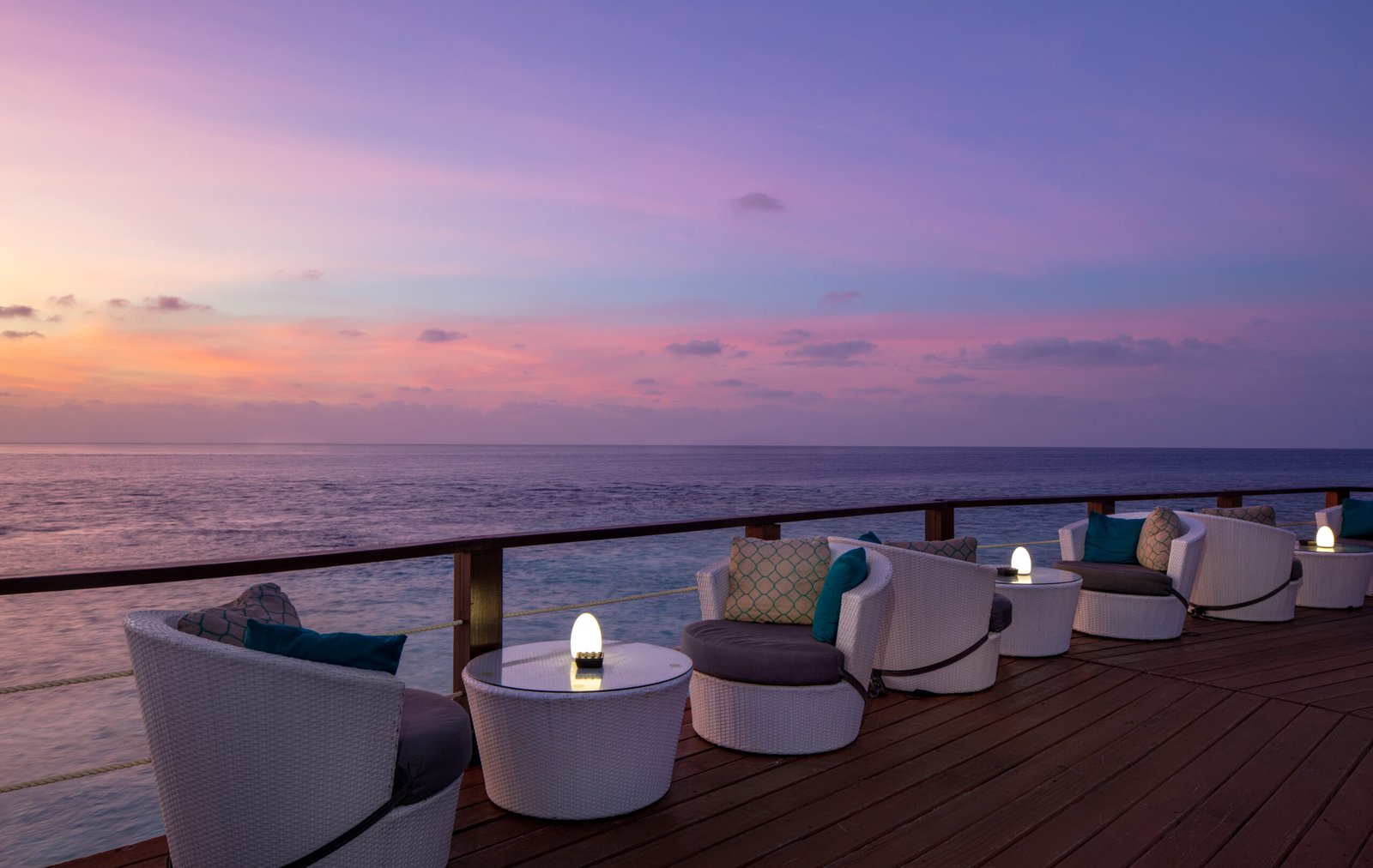 Sunset from the overwater deck, Adaaran Prestige Vadoo, South Malé Atoll