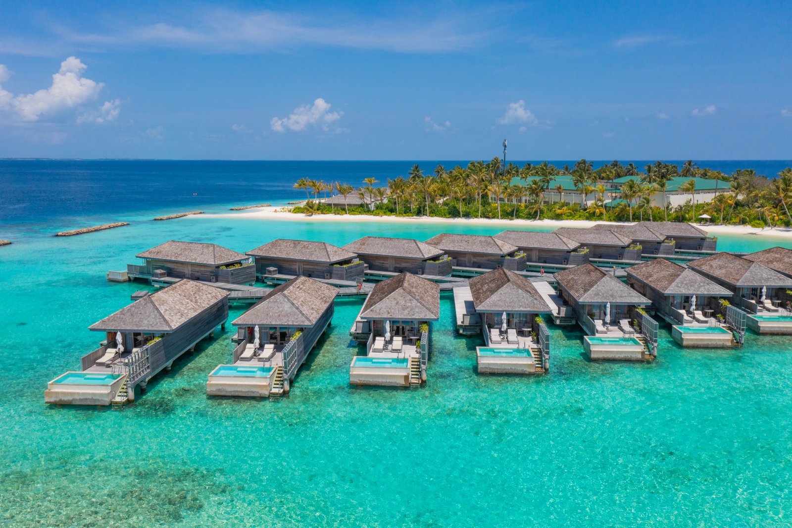 Lagoon Pool Villas from above, Kagi Maldives Resort & Spa