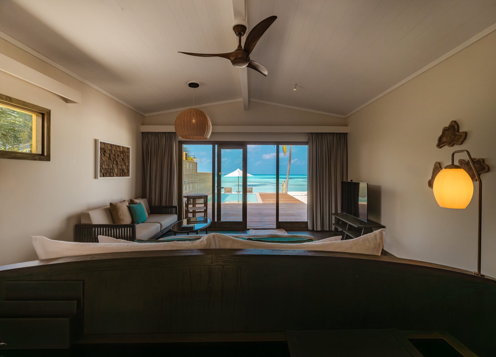 Sunset Beach Pool Villa interior, Nala Maldives by Jawakara
