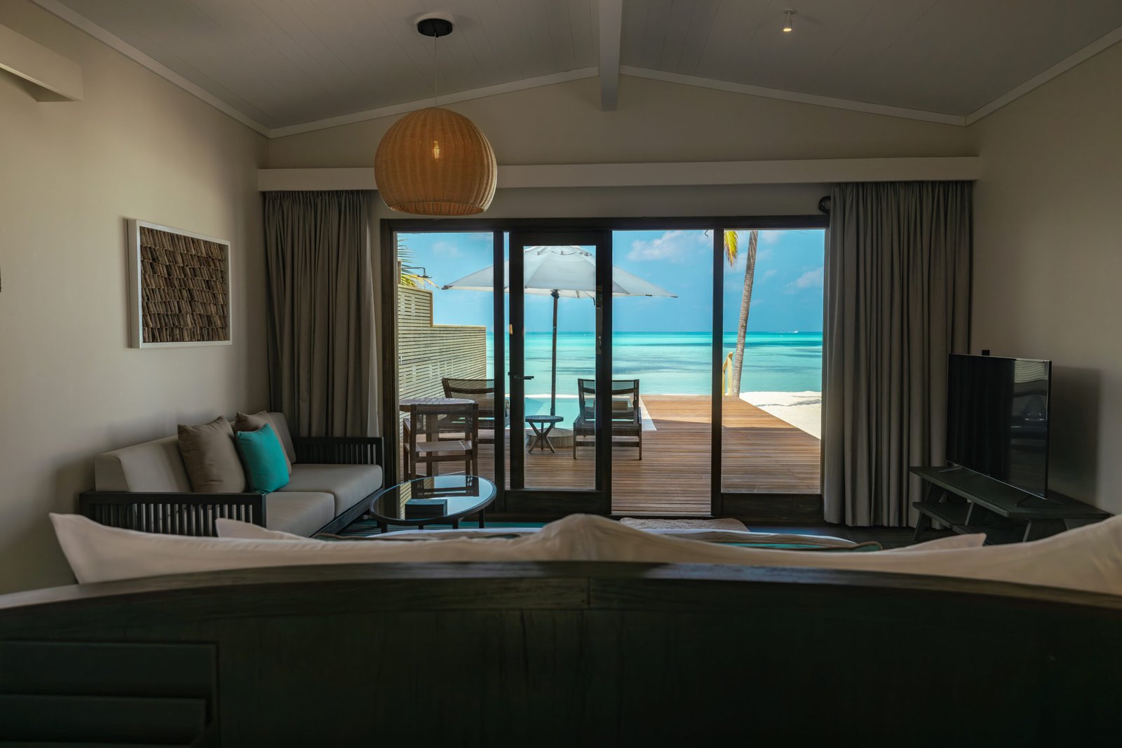 Sunset Beach Pool Villa interior, Nala Maldives by Jawakara