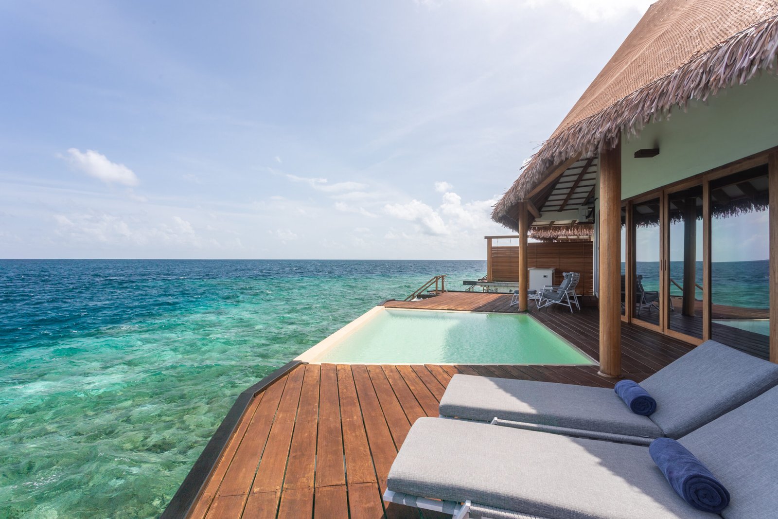 Overwater villa deck and private pool, Cinnamon Velifushi Maldives