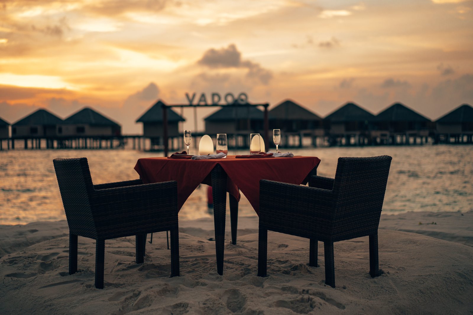 Romantic dinner setup, Adaaran Prestige Vadoo
