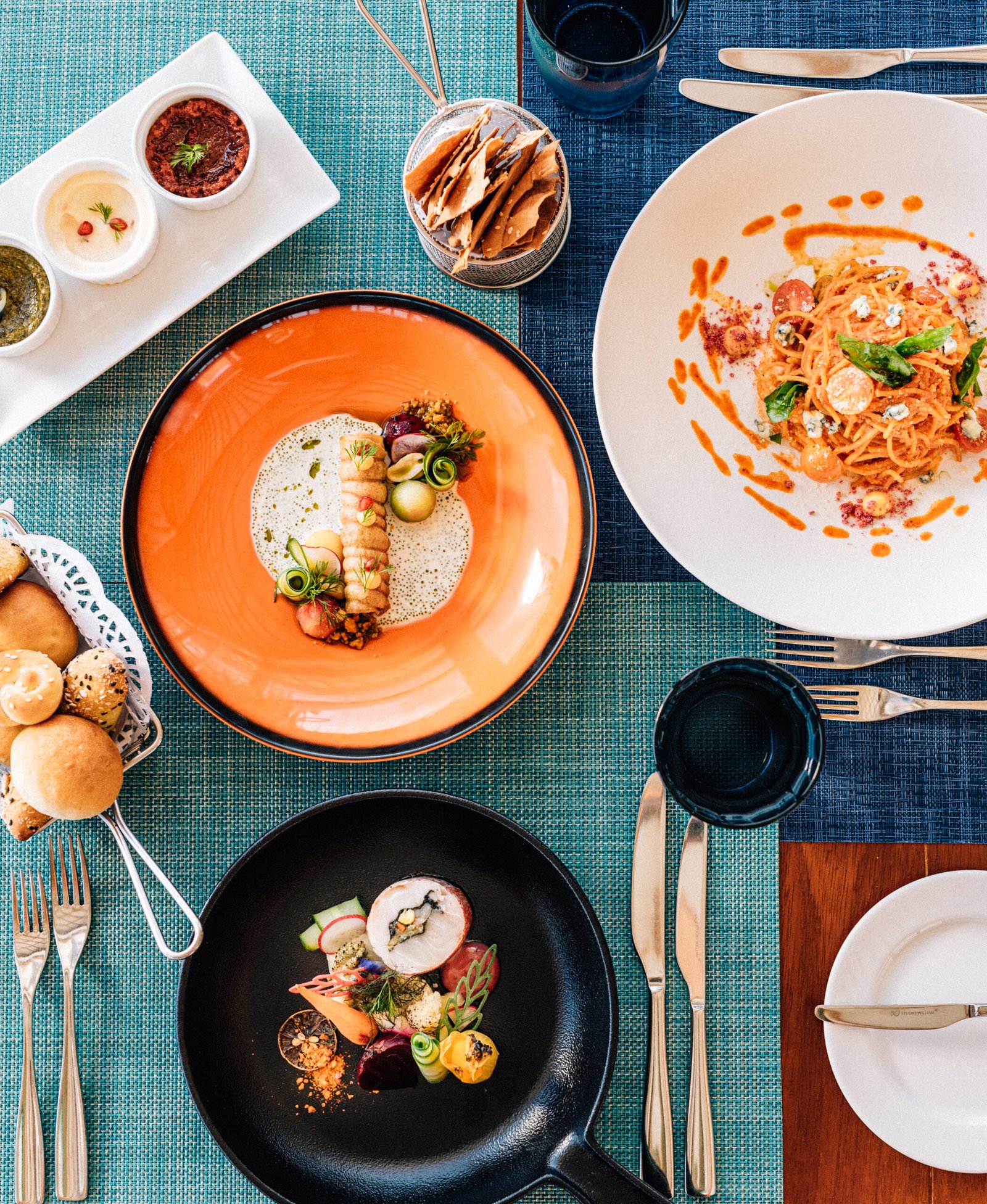 Plated dining dishes at Cinnamon Velifushi Maldives