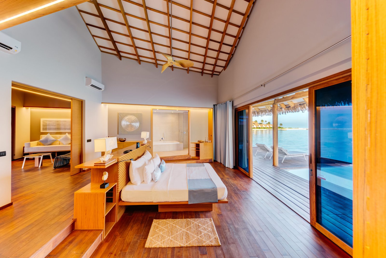 Water Suite with Pool bedroom interior and ocean view, Cinnamon Velifushi Maldives