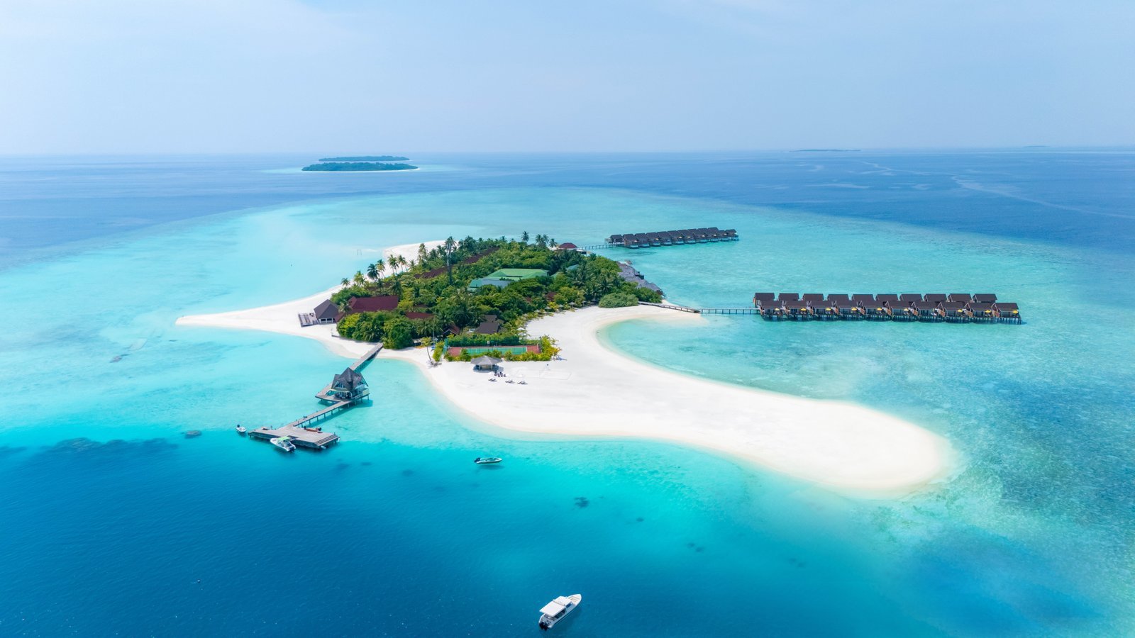 Aerial view of Dhigufaru Island Resort, Baa Atoll, Maldives