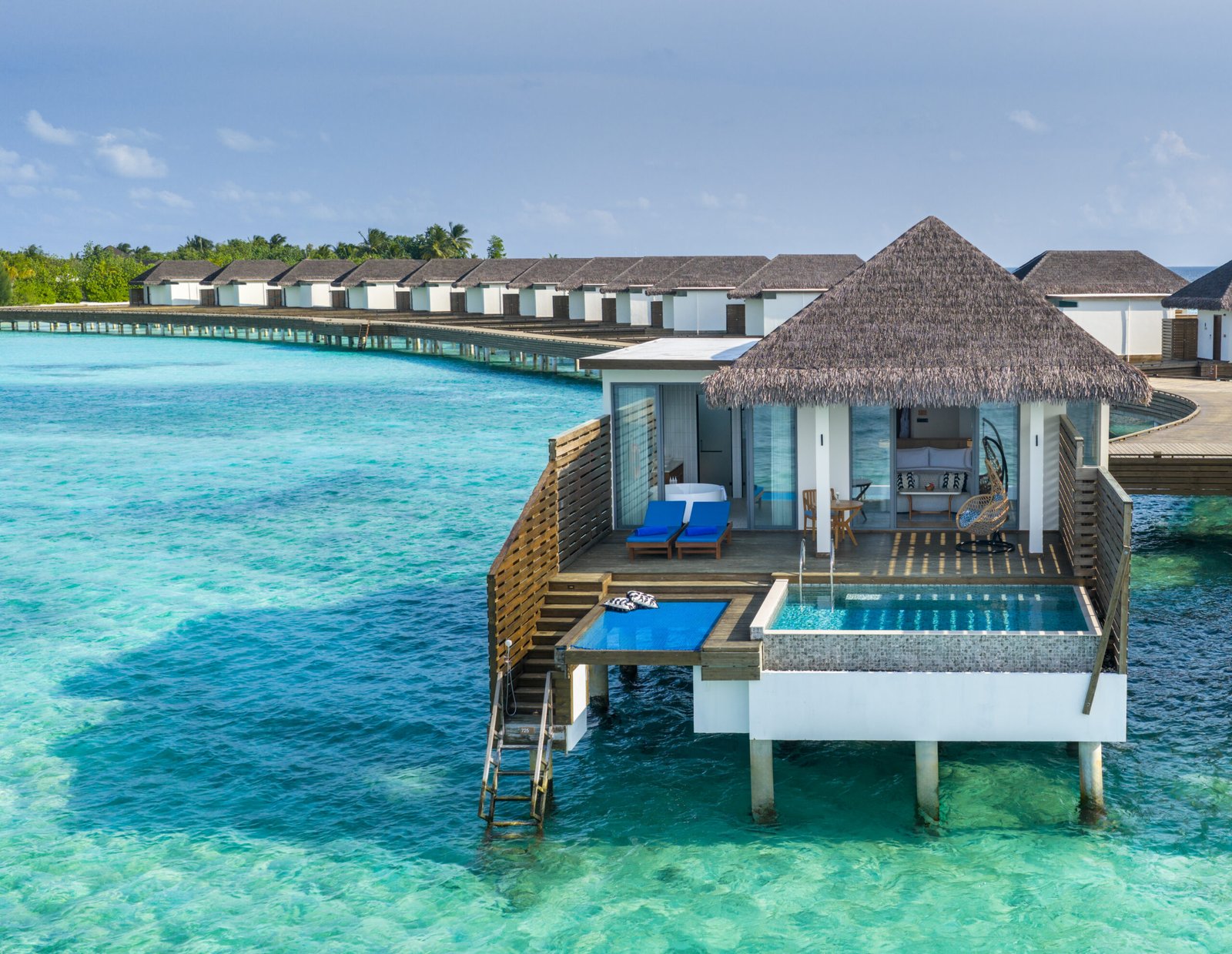 Overwater Pool Villa exterior with private pool, dusitD2 Feydhoo Maldives