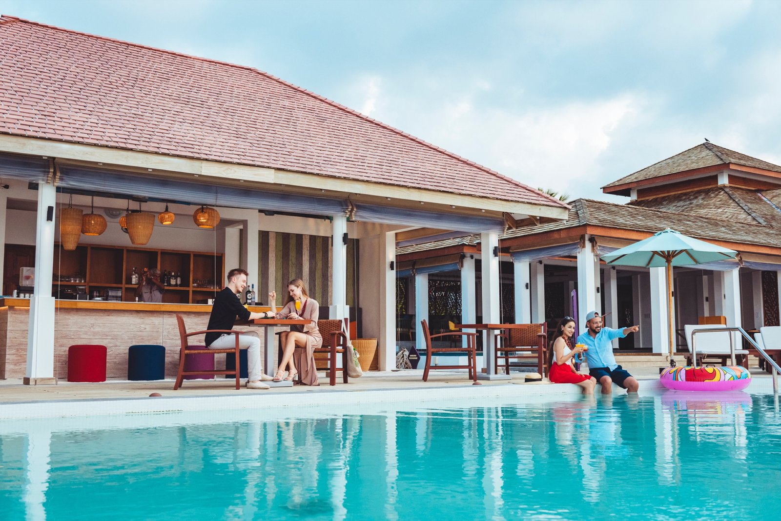 Poolside setting at Manzaru Restaurant, Platinum Island, Cinnamon Hakuraa Huraa Maldives (supplier image)