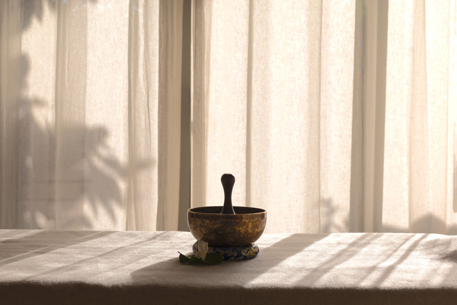 Spa treatment detail, singing bowls, dusitD2 Feydhoo Maldives