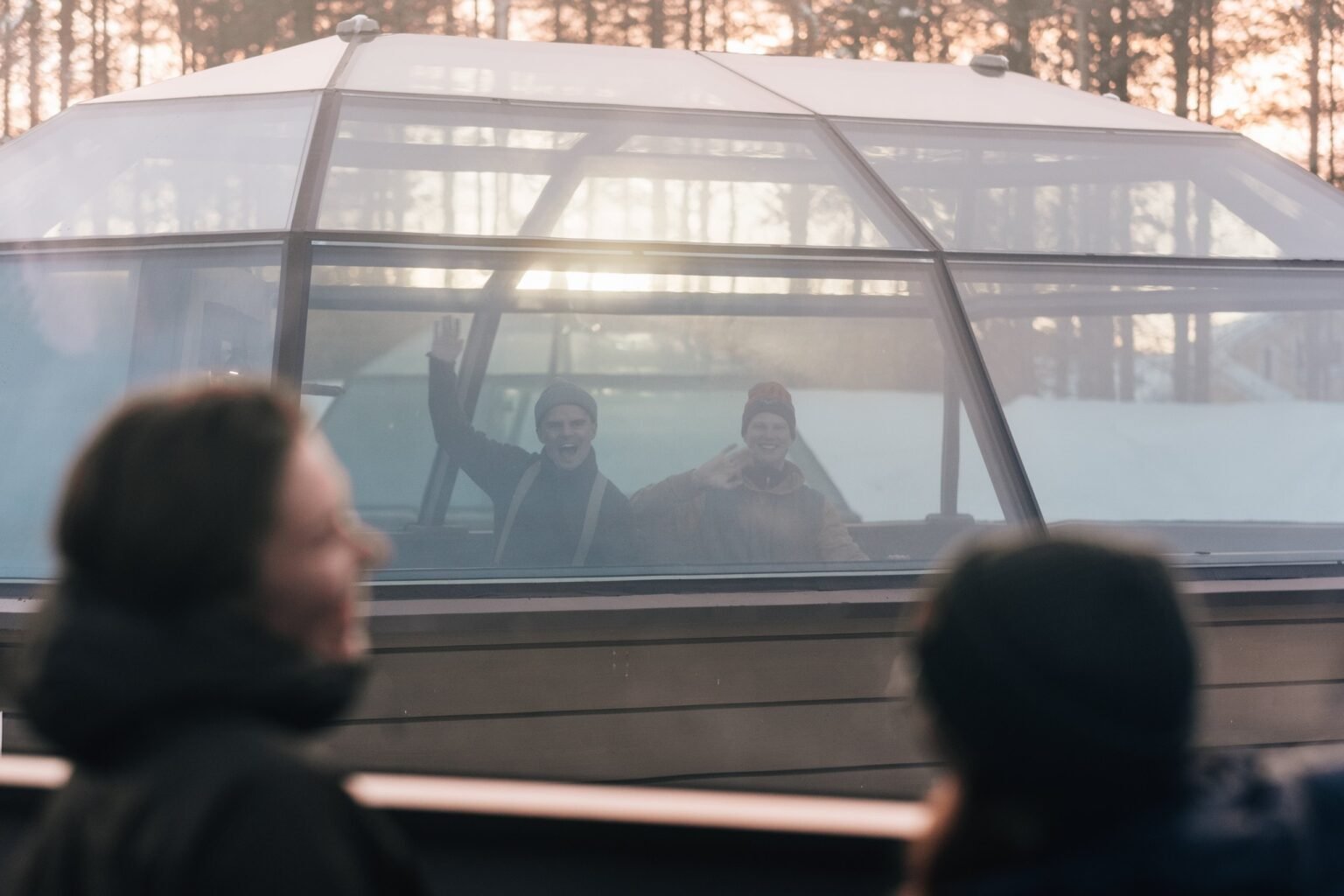 A heated glass igloo under the night sky — Arctic SnowHotel & Glass Igloos, Sinettä, Rovaniemi