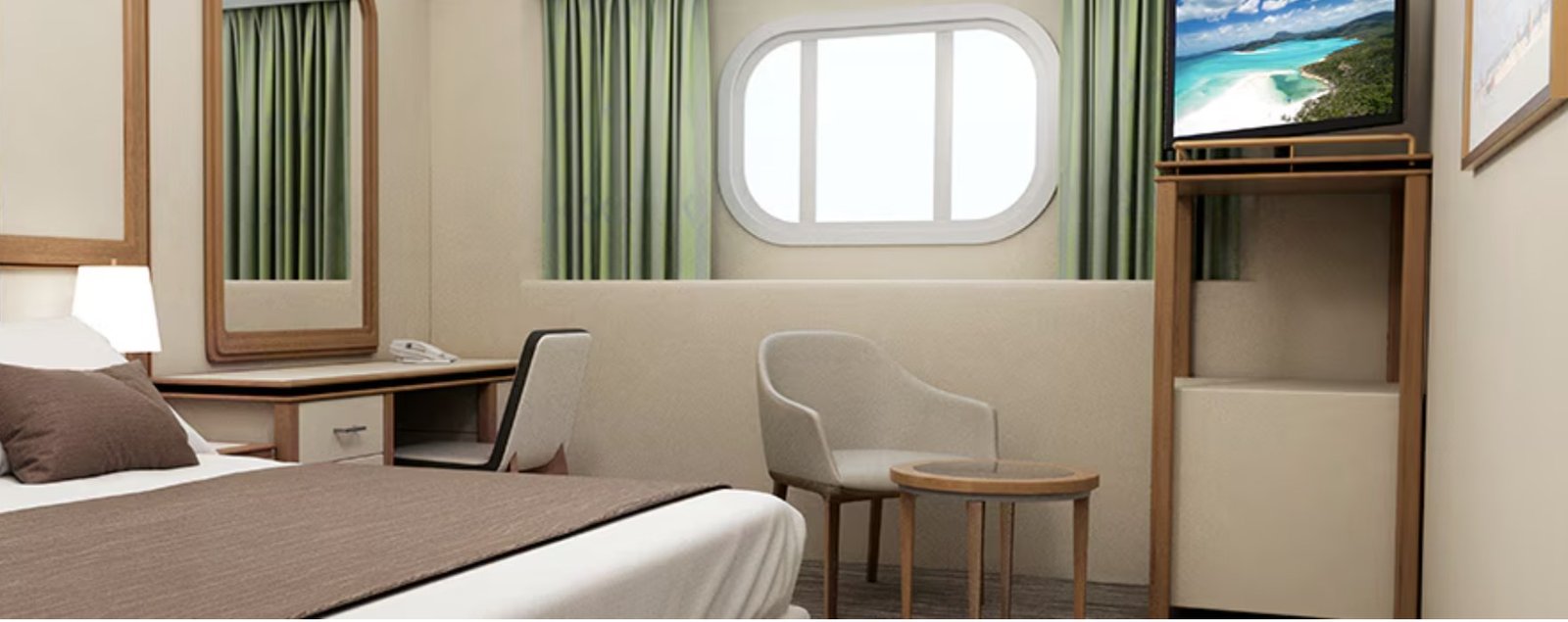 An ocean view stateroom on a Carnival ship