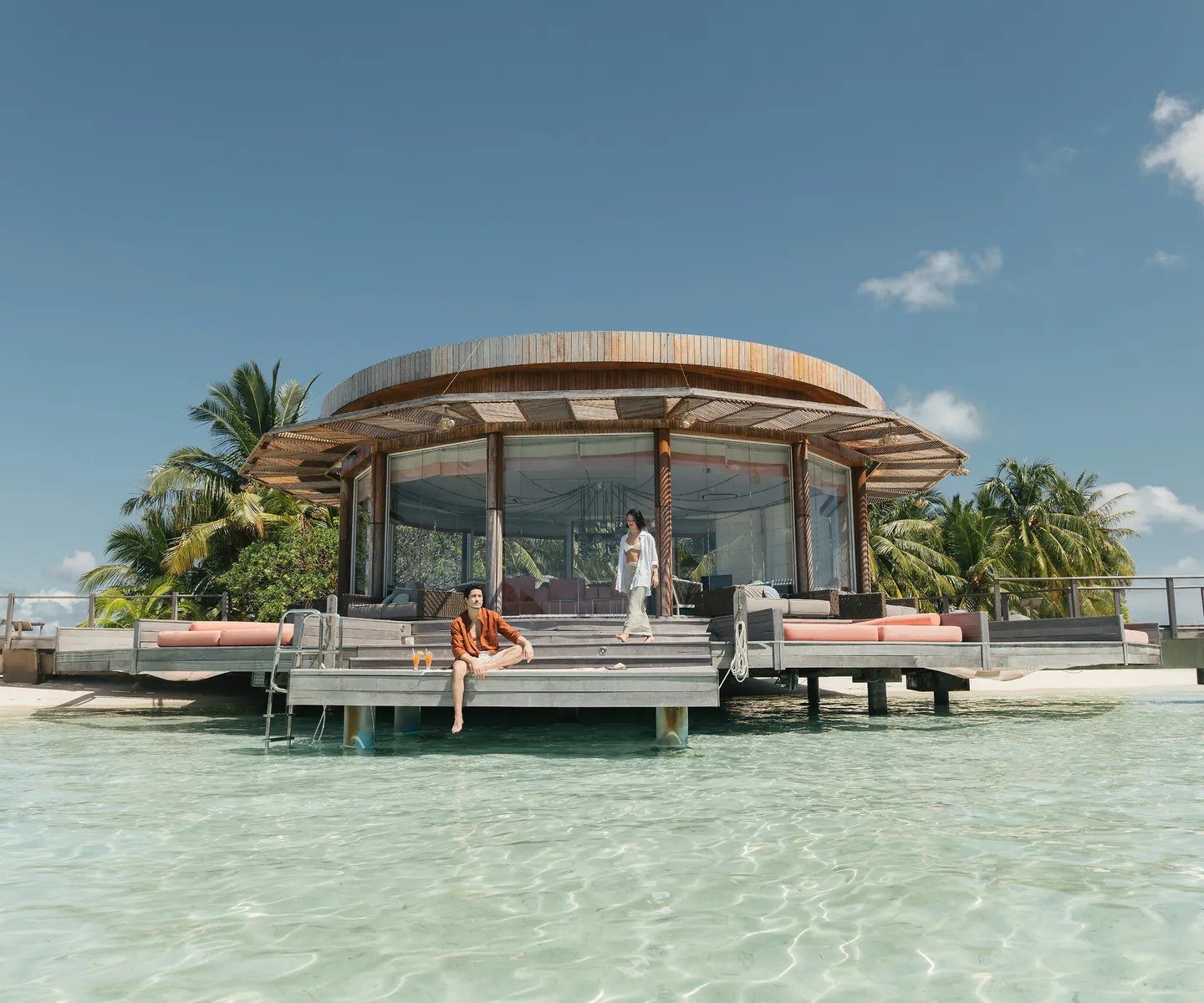 An overwater pavilion above the lagoon, Club Med Kani, the Maldives