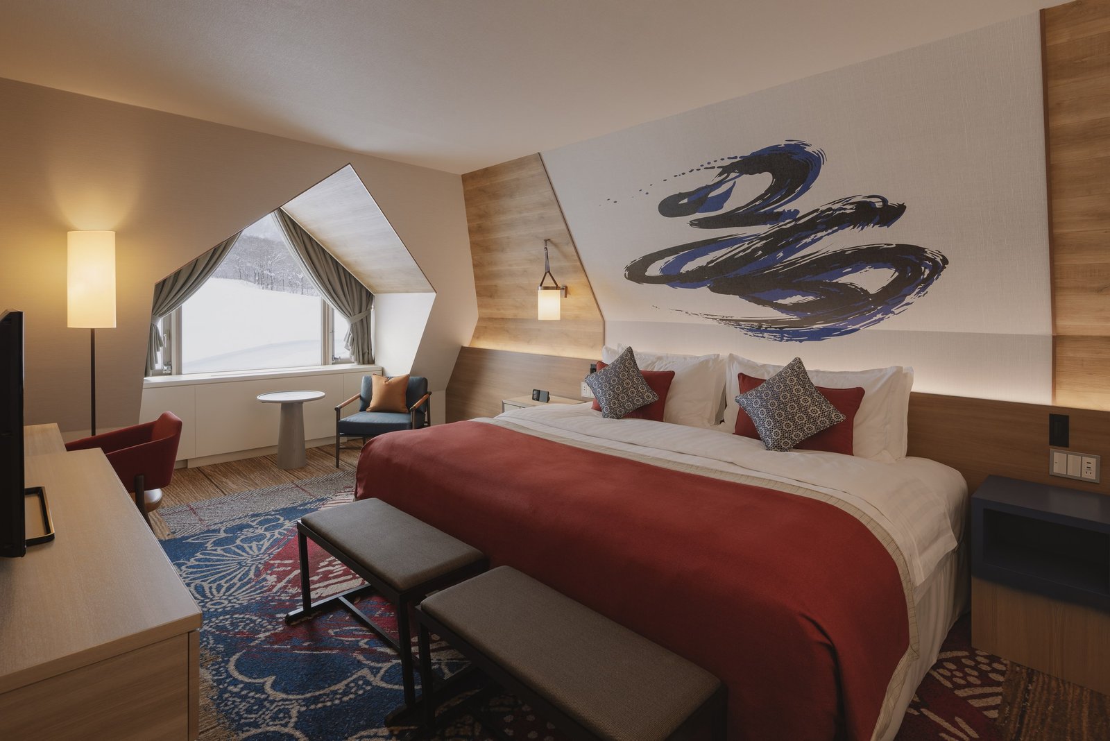 A guest room at Club Med Kiroro Peak, Hokkaido, Japan