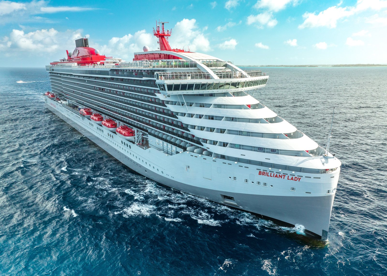 Brilliant Lady, a Virgin Voyages ship, at sea