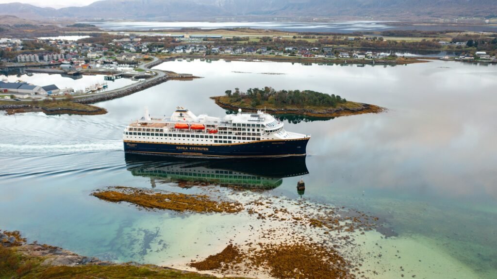 Havila Capella approaching Brønnøysund on the Helgeland coast