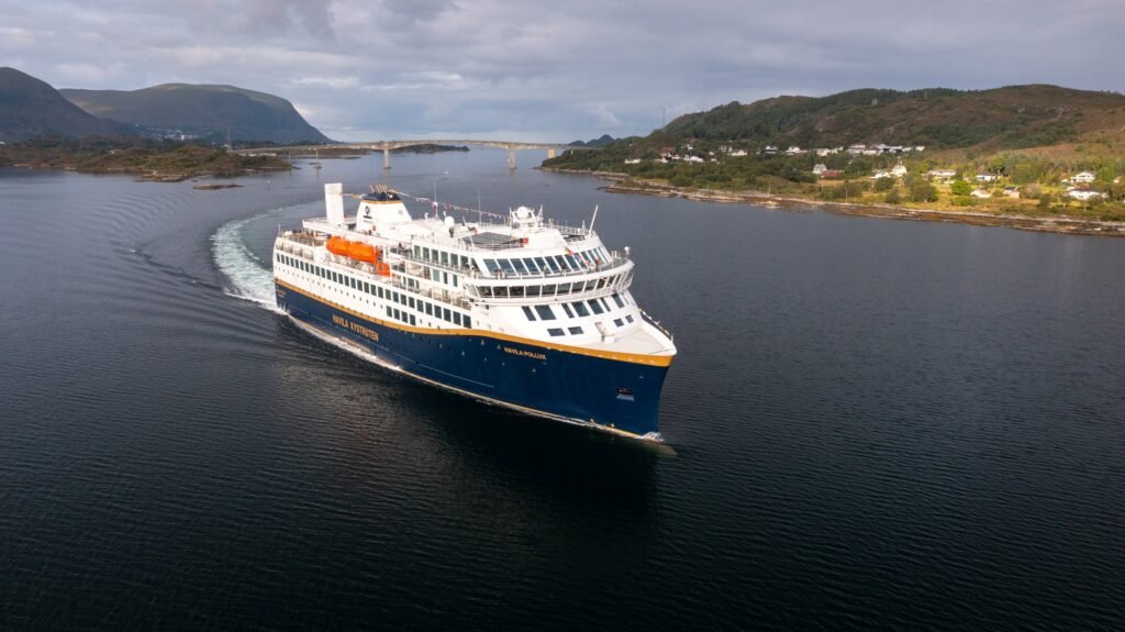 Havila Pollux under way past the Norwegian coast