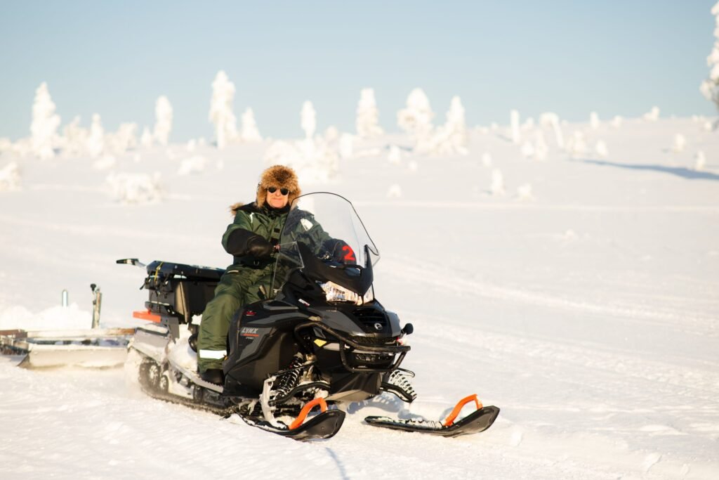 Snowmobiling out onto the ice