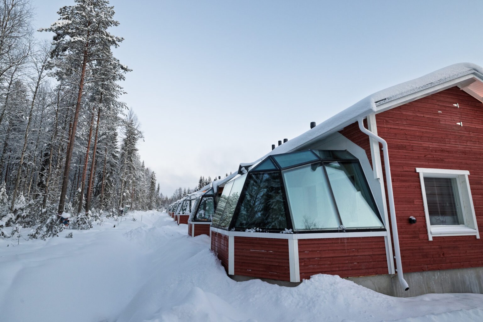 A glass igloo room at Santa Claus Holiday Village