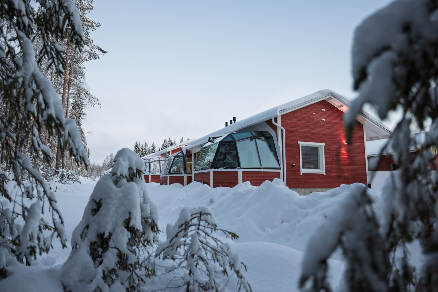 A glass igloo room at Santa Claus Holiday Village