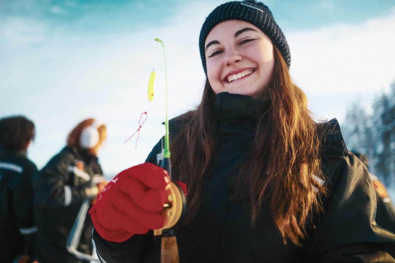 Ice fishing at Santa Claus Holiday Village