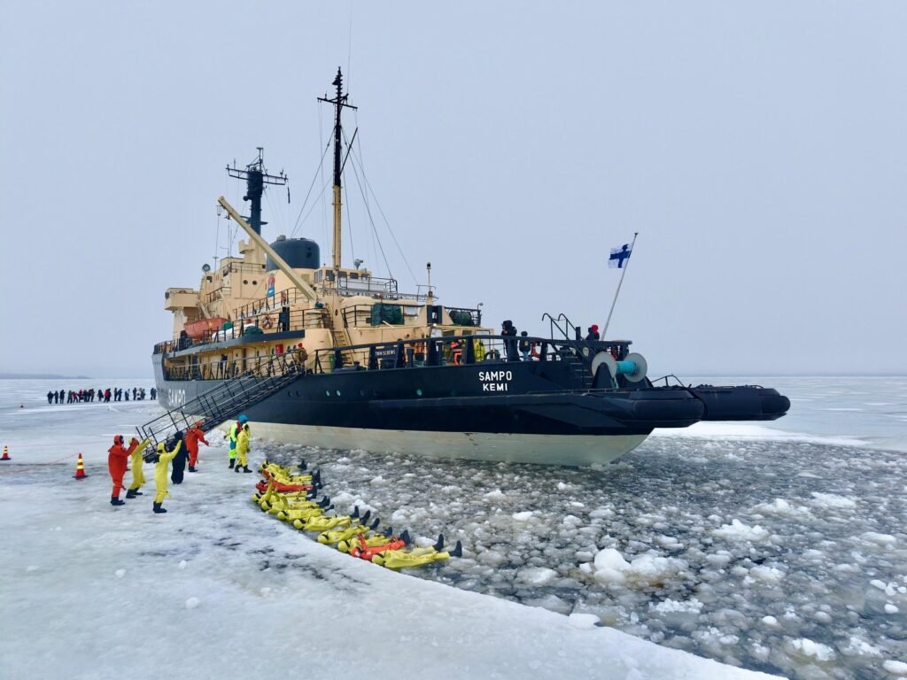The Sampo icebreaker in the sea ice off Kemi
