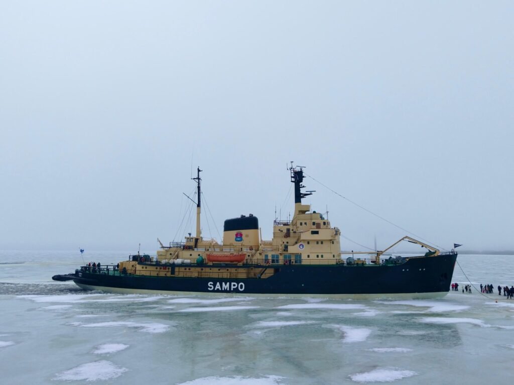 The Sampo icebreaker in the sea ice off Kemi